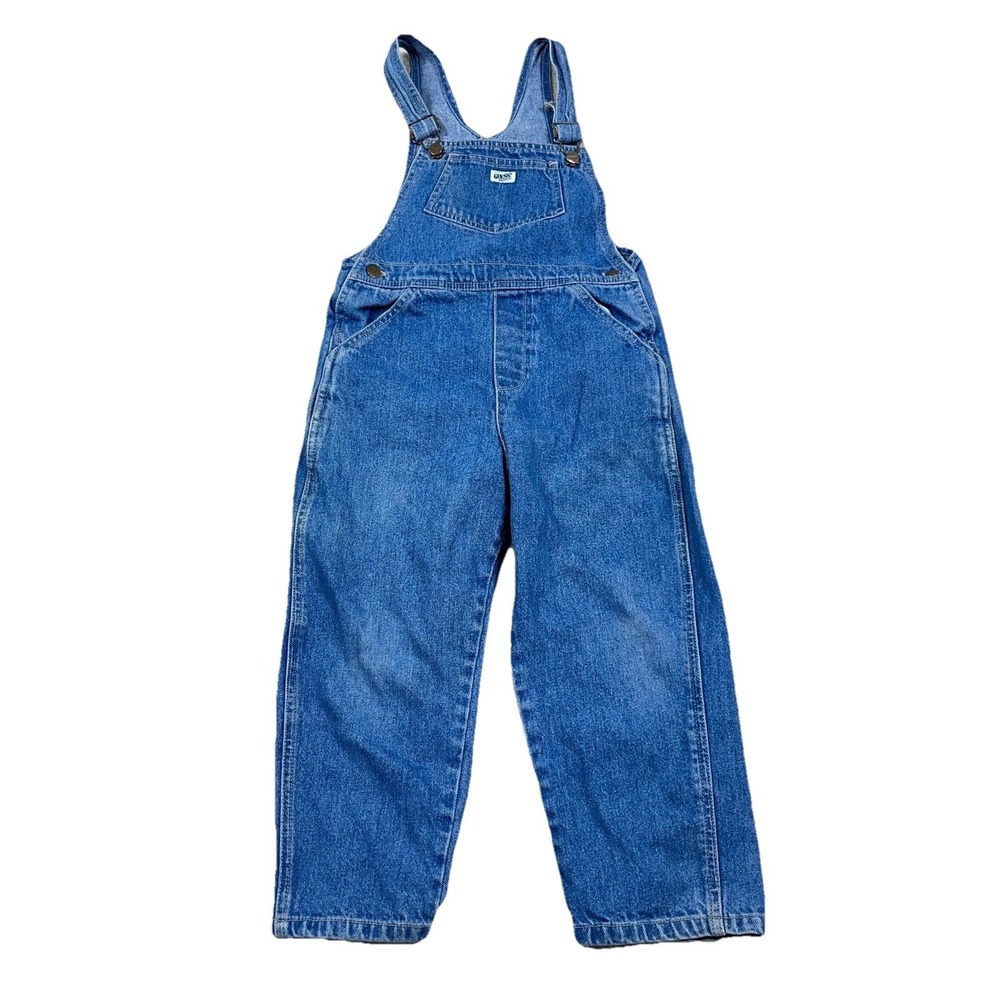 Vintage Guess Bib‎ Overalls Boys Kids Size 7 Blue Jean Denim Made in USA 90s